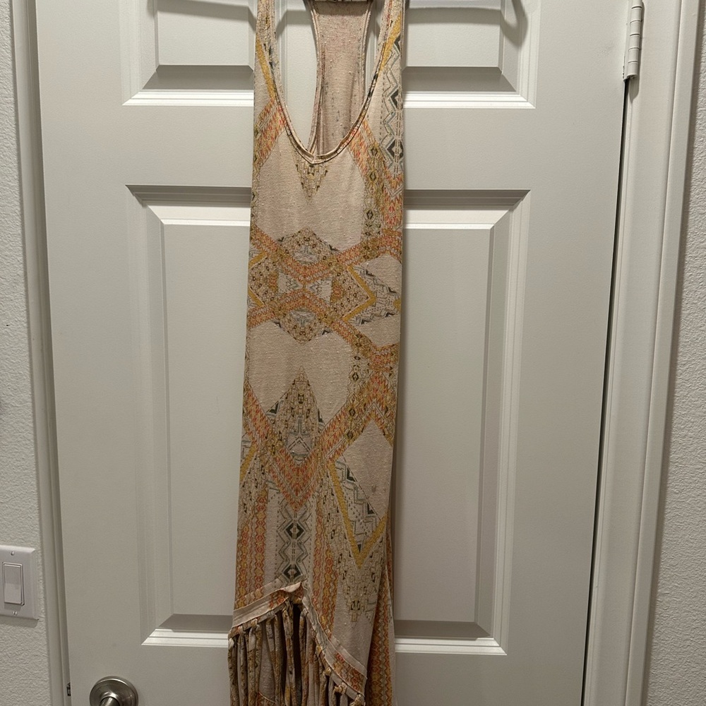 We The Free Geometric Maxi Dress - Cream and Orange